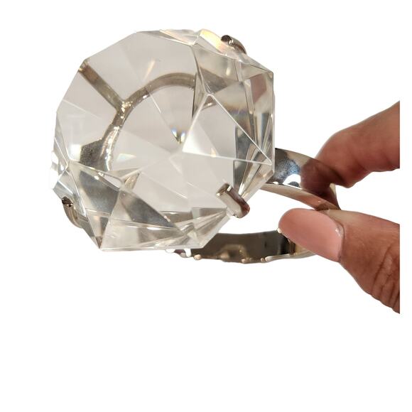 Diamonds are a Girls Best Friend Large Glass Diamond Ring Paperweight Wedding - Picture 3 of 9